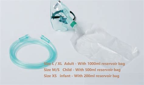 Custom Disposable Oxygen Mask With Reservoir Bag Non Rebreathing