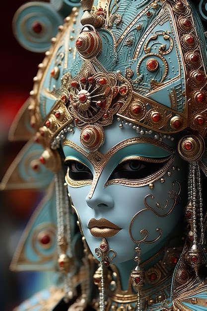 Premium Ai Image A Mask With Gold And Blue Decorations