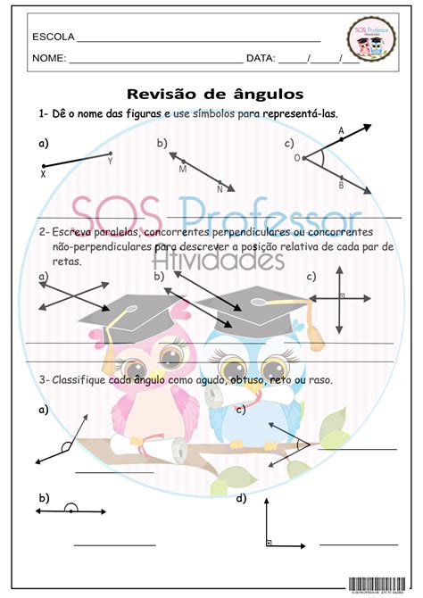 Atividade De Angulos - Revisão de ângulos - SOS Professor Atividades - 5º ano