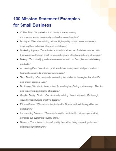 99 Mission Statement For Small Business Examples