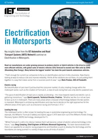 Electrification In Motorsports Techbite Pdf