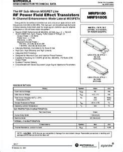 MRF9180S datasheet - MRF9180, MRF9180S 880 Mhz, 170 W, 26 V Lateral N ...