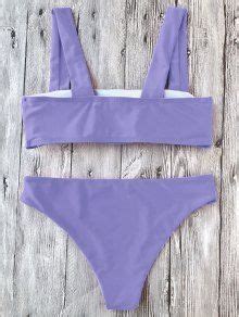 Hot Padded Wide Straps Bandeau Bikini Set In Purple M Zaful