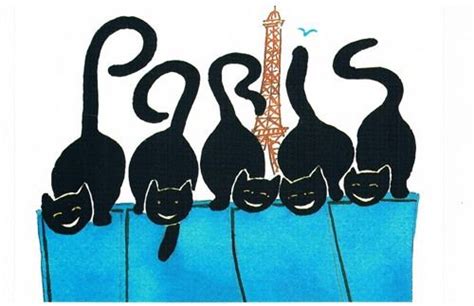 Paris Cats cat illustration | Искусство черных кошек, Кот, Кошки