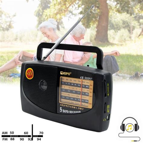 Мини радио приемник FM/TV/AM/SW1-2 "Kipo KB-308AC", Черный ...