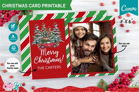 Christmas card Template editable with Canva