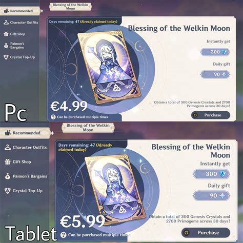 Why are things more expensive when I’m on tablet? : r/GenshinImpact