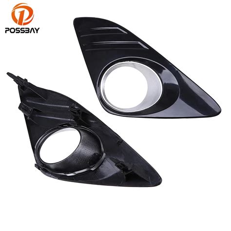 POSSBAY Black Car Front Bumper Grille Grills Chrome Fog Light Cover