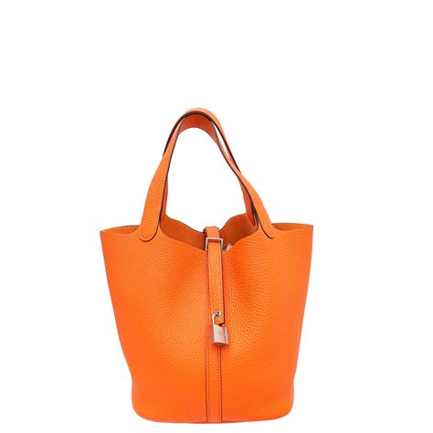 Hermes Orange Minium Picotin Lock 22 Bag The Closet