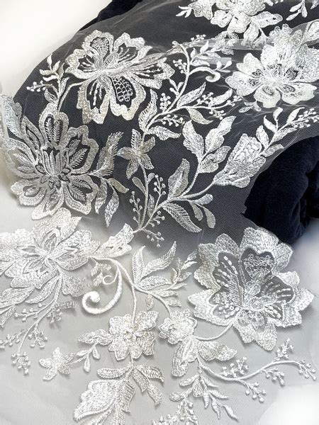 Ткань для шитья вышивка на сетке (отрез 40см х 1,28м) кружево - купить ...