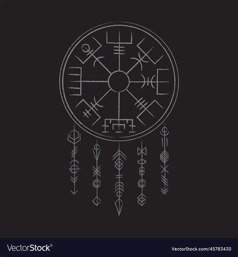 Vegvisir True Black Outline Lines Royalty Free Vector Image