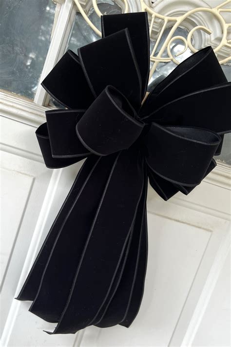 Black Velvet Christmas Tree Bow For Wreath Lantern Bow Etsy