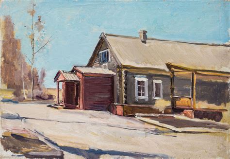 Картина "Дом в деревне". Радимова Т. П. - Советская живопись