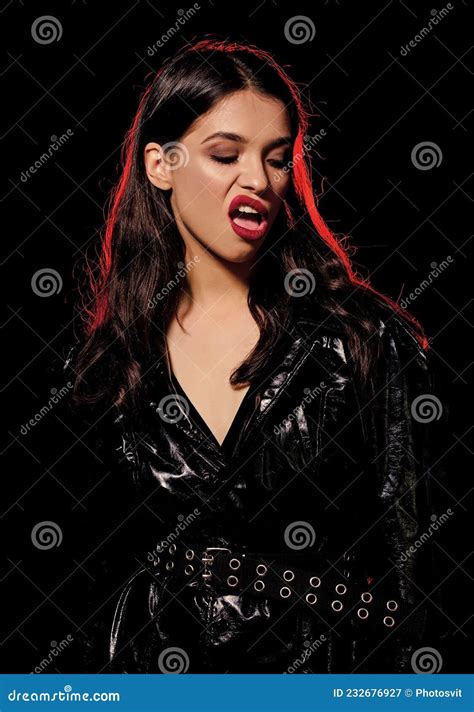 Forever Gorgeous. Seductive Woman. Sexy Woman In Erotic Jacket Black ...