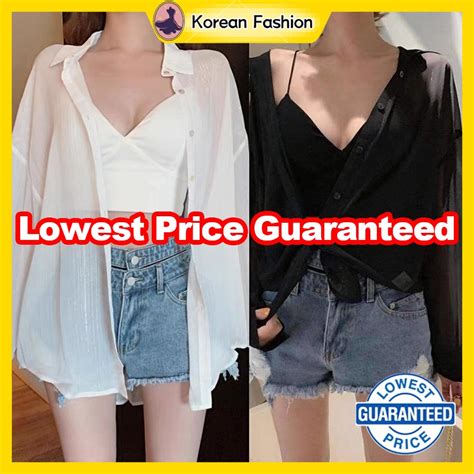 Long Sleeved Sunscreen Korean Top Bikini Cover Up Chiffon Polo Shirt Cardigan Over Size Shirts