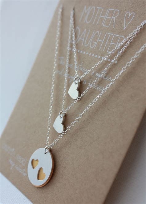 Mother Daughter Necklace Set Mother 2 Daughters Jewelry Etsy