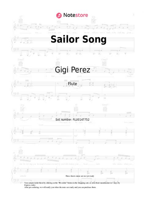 Sailor Song Flute Sheet Music Gigi Perez In Note Store Flute Sku