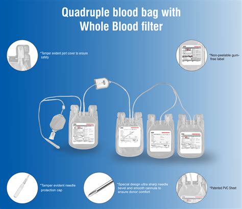 Quadruple Blood Bag With Whole Blood Filter For Hospital Clinic At