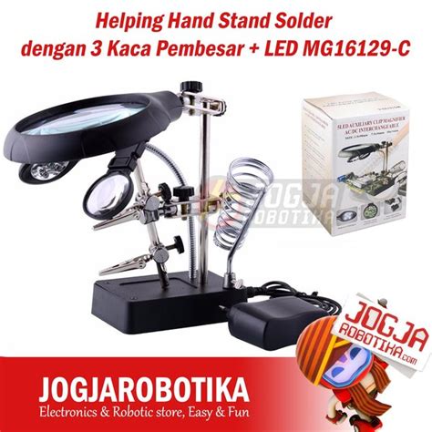 Jual Helping Hand Stand Solder Dengan Kaca Pembesar Dan Led Mg C