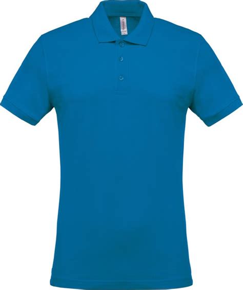 Polo Heren XXL Kariban Kraag Met Knopen Korte Mouw Tropical Blue 100