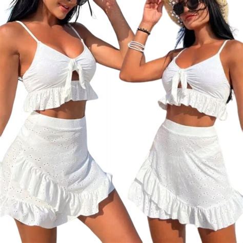 Strój Kąpielowy Dwuczęściowy Pareo Bikini Wysoki Stan Modelujący Damski Inna marka Moda