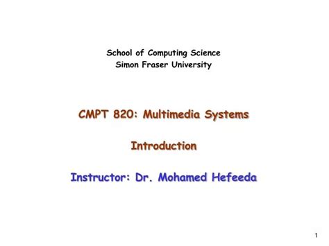 PPT School Of Computing Science Simon Fraser University CMPT 820