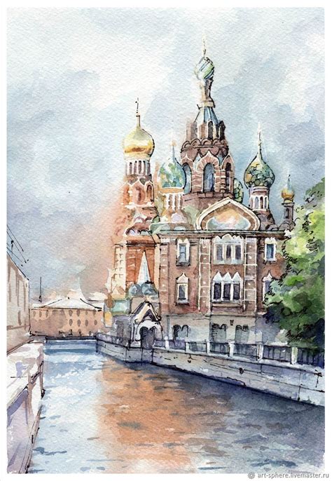 Акварельный скетч Санкт-Петербург "Храм Спаса на Крови" в интернет ...