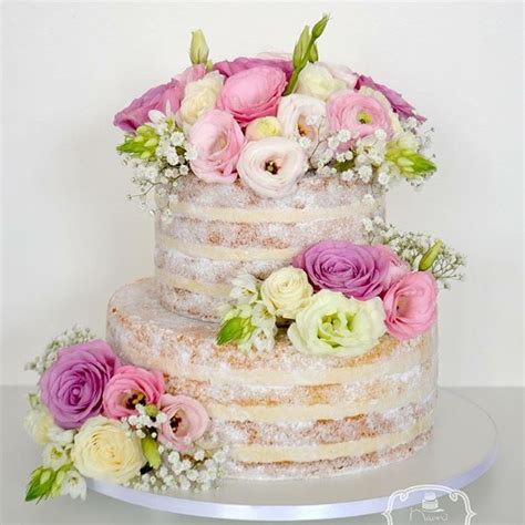 Naked Cake Para Casamento 2 Andares De Massa Branca Recheio De