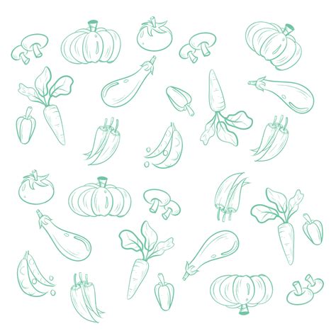 Hand Painted Vegetables White Transparent, Simple Hand Painted