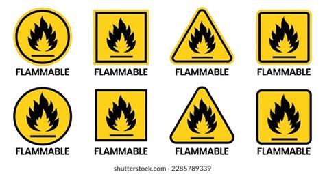 set flammable icon hazard warning sign stock vector royalty