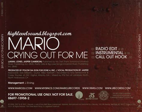 highest level of music: Mario - Crying Out For Me-(Promo_CDS)-2007-hlm