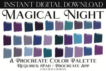 Magical Night Procreate Color Palette 30 Swatches By Zara Roza