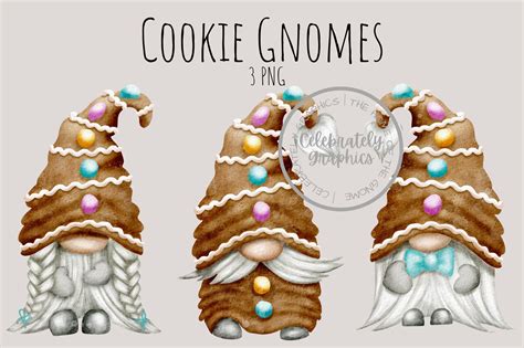 Gingerbread Cookie Gnomes PNG Gingerbread Clipart Hand Drawn Etsy UK