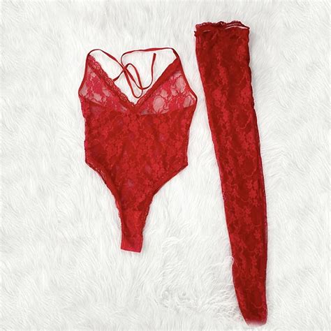 Shop Our Women S Sexy Lingerie Collection Deep V Neck Bodysuit With Lace