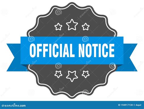 Official Notice Label Official Notice Isolated Seal Sticker Sign