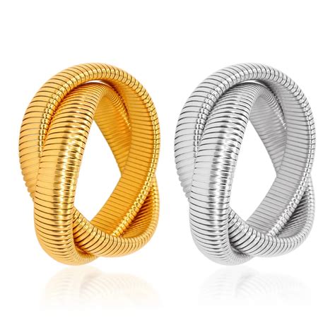 Usenset Fashion Dou Flexible Bracelet Stainless Steel K Gold Plated