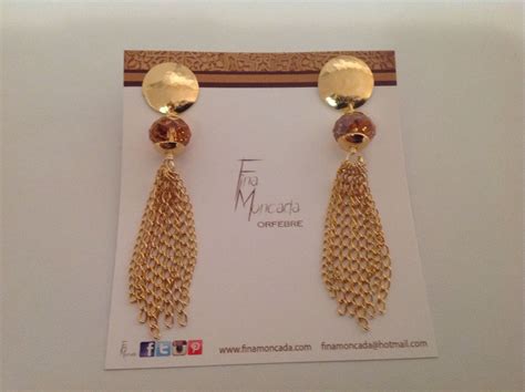 Zarcillos Largos Con Cadenas Y Ba O De Oro Drop Earrings Earrings