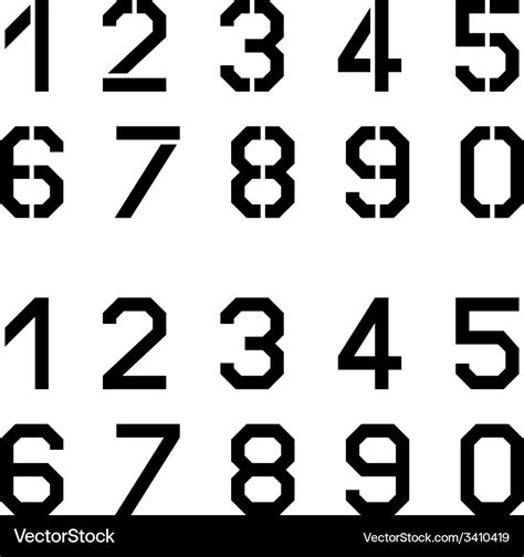 Stencil Angular Font Numbers Royalty Free Vector Image