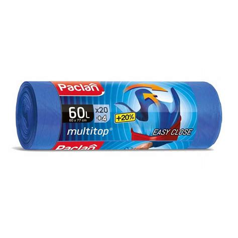 Paclan Multitop Worki Na Śmieci Z Uszami Niebieskie 60L 24 Szt - Paclan ...