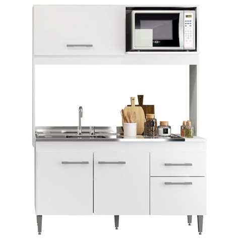 Cozinha Compacta Sara 4 Portas 1 Gaveta Branco Soluzione