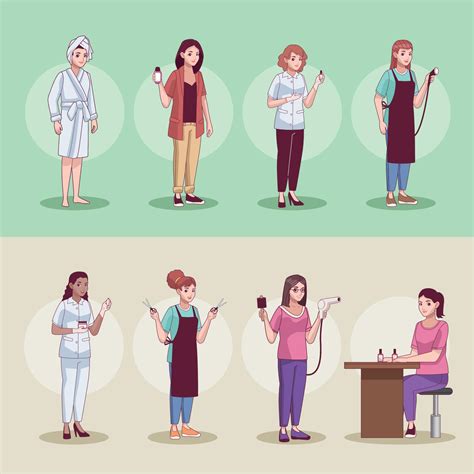 beauty salon workers and client 10429565 Vector Art at Vecteezy