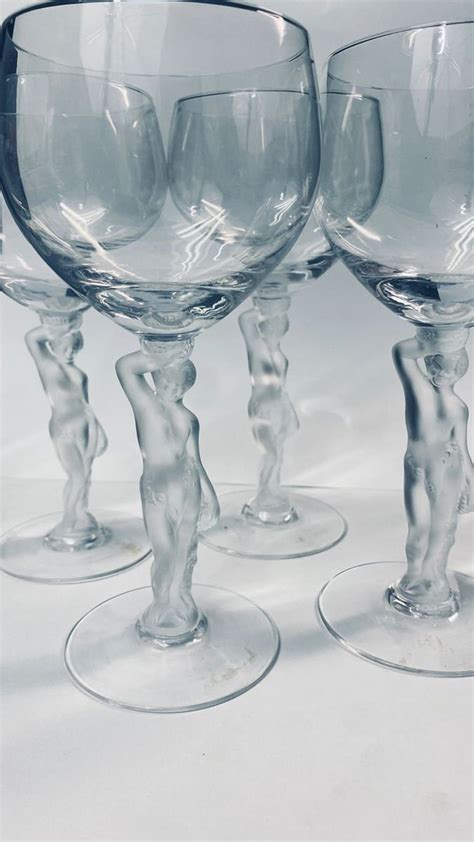 Bayel Crystalin Bacchante French Nude Male Frosted Stem Water Goblets