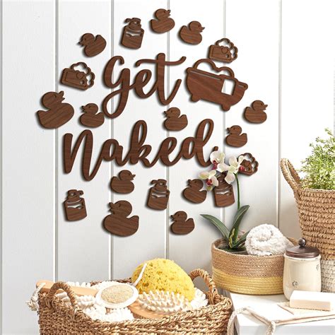 Amazon Woodamore Get Naked Sign For Bathroom Decorations