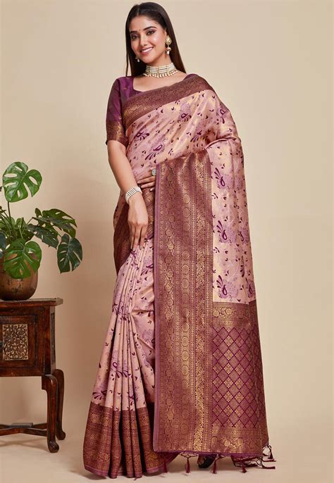 Buy Kanchipuram Saree In Dusty Peach Online SNGA5277 Utsav Fashion