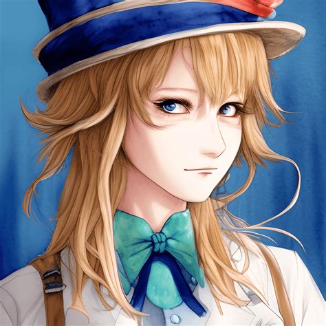 Alice In Wonderland Character Graphic Alice Mad Hatter Hyper Detail Face Hat Blonde Curly