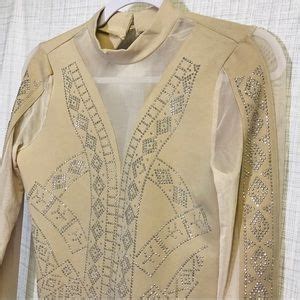 Love J Tops Nwt Long Sleeve Leotard Nude Rhinestones Poshmark