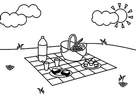 Desenho De Piquenique Para Colorir - Desenho De Manta De Piquenique Para Colorir