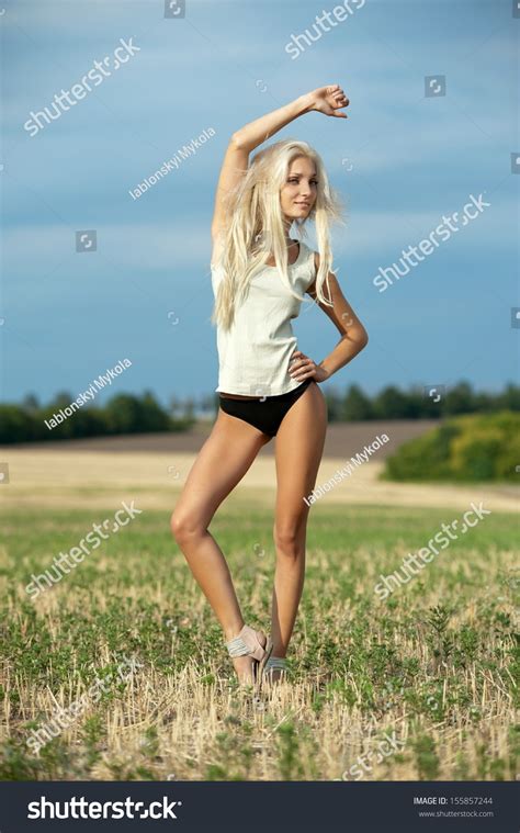 Beautiful Sexy Blonde Girl Posing On Stock Photo Shutterstock