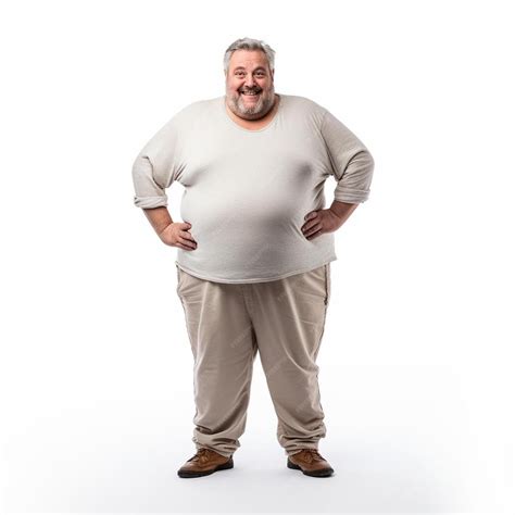 premium ai image  fat man standing   hands   hips