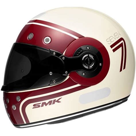 Capacete Smk Retro Seven Branco Brilho Grid Motors